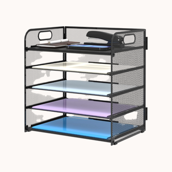 Supeasy 5 Trays Paper Organizer with Handle